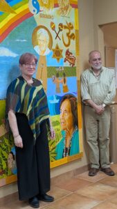 Alberto Gomez & Luz Stella standing by the unveiling of Dolores Huerta